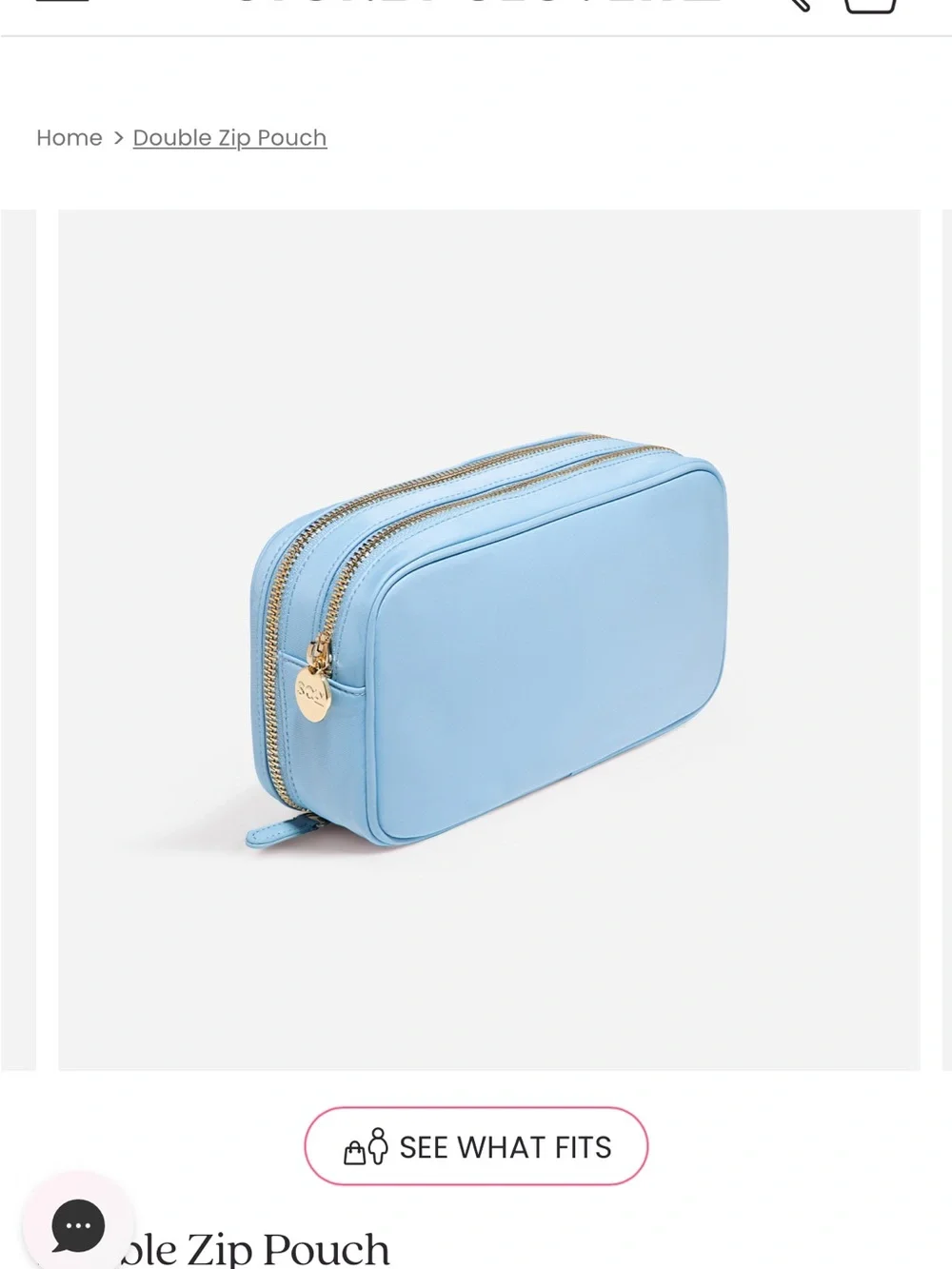 Stoney Clover Lane Double Zip Pouch in Periwinkle with Gold Hardware